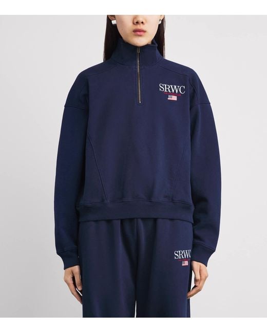 Sporty & Rich Blue Wellness Club Quarter-Zip Sweatshirt