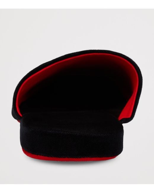 Christian Louboutin Black Tonton Dede Velvet-Suede Slippers for men