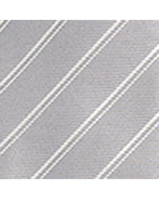 Emporio Armani White Silk Woven Double-stripe Tie for men
