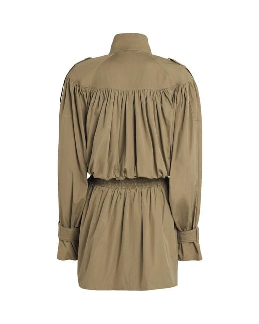 Chloé Natural Cotton High-Neck Gathered Trench Coat