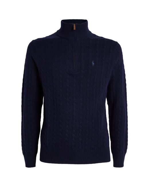 Polo Ralph Lauren Blue Wool-cotton Quarter-zip Sweater for men