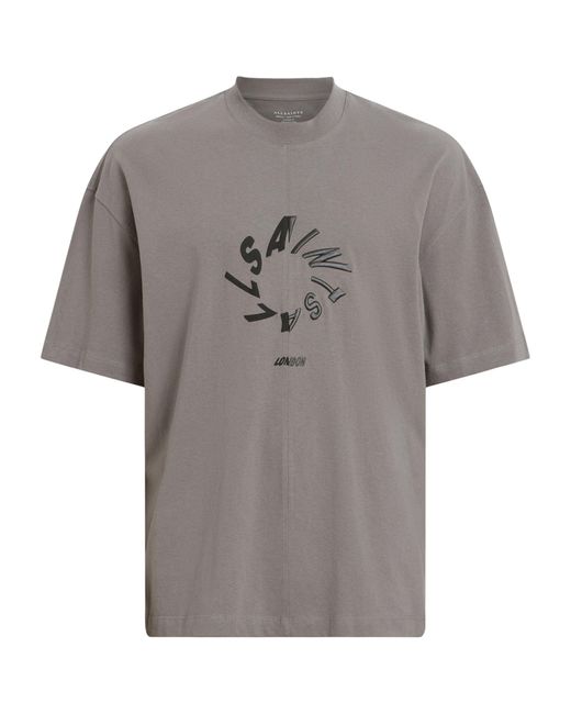AllSaints Gray Organic Cotton Halo T-shirt for men