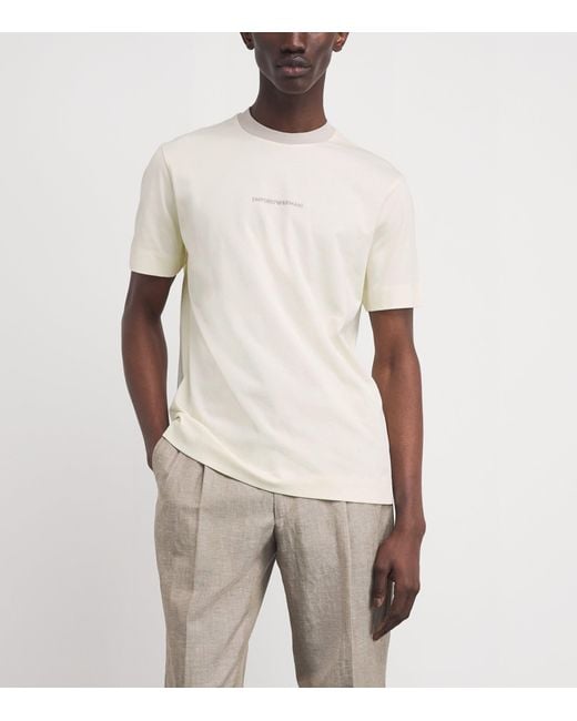 Emporio Armani White Cotton Logo T-Shirt for men