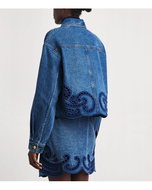 Ulla Johnson Blue Eyelet Bobbi Denim Jacket