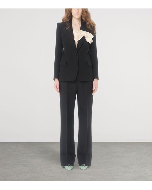 Valentino Black Virgin Wool-Silk Trousers