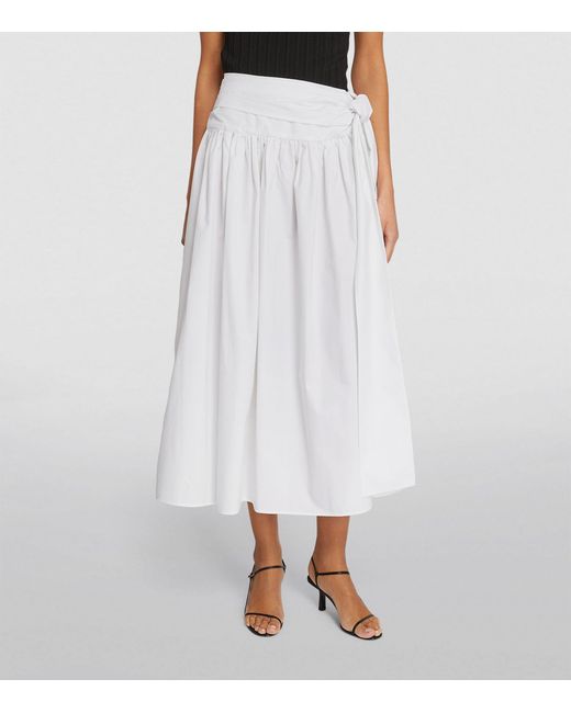 Magda Butrym White Cotton Tie-waist Midi Skirt