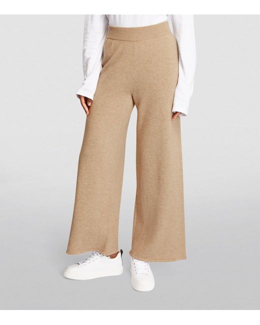 Harrods Natural Cashmere Wide-Leg Sweatpants