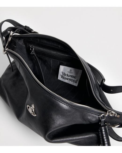 Vivienne Westwood Black Leather Emma Shoulder Bag