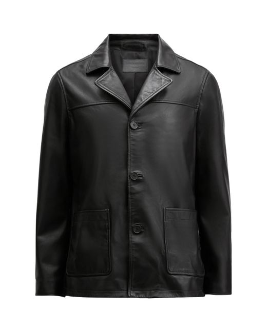 AllSaints Black Leather Lucas Coat for men