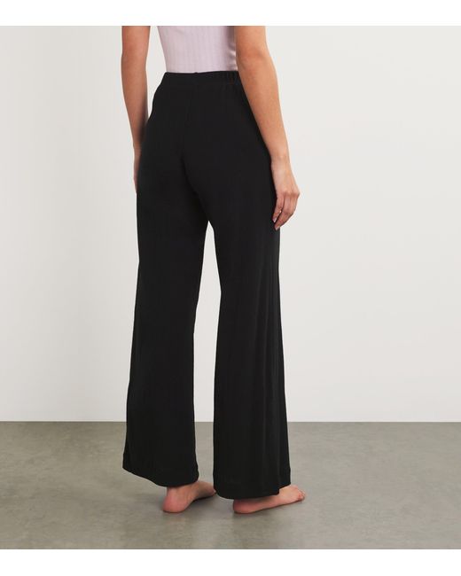 Leset Black Cotton Pointelle Lounge Trousers