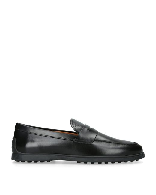 Tod's Black Leather Gomma Loafers for men