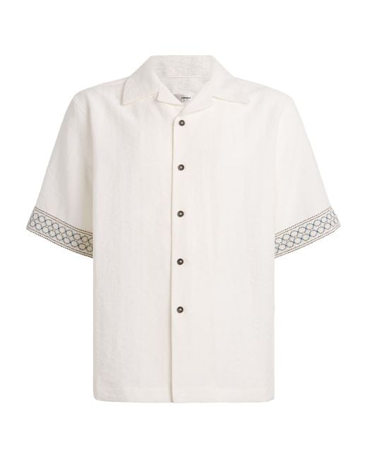 Commas White Crochet-Trim Short-Sleeve Shirt for men
