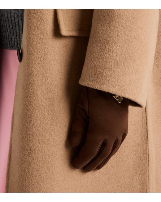 Prada Brown Suede Gloves