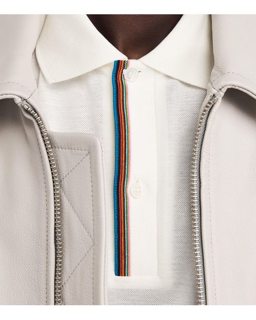 Paul Smith White Cotton Artist Stripe Polo Shirt for men