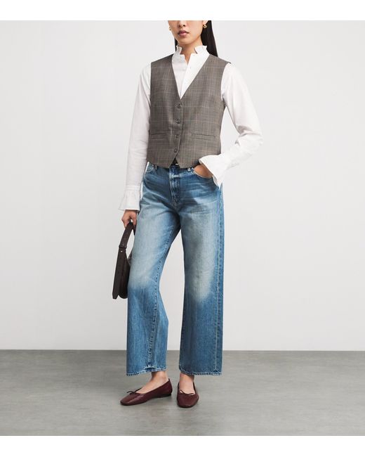 Maje Gray Wool-Blend Check Sleeveless Waistcoat