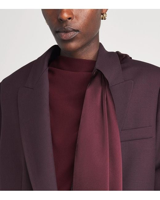 Roksanda Purple Wool Scarf-Tie Isabel Blazer
