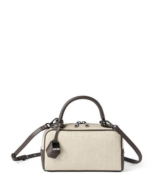 Brunello Cucinelli Natural Small Woven Explorer Boston Top-Handle Bag