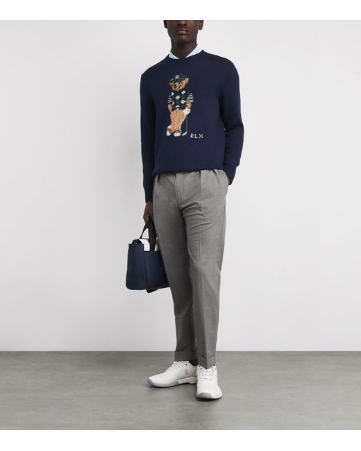 Ralph Lauren Blue Cotton-Blend Polo Bear Sweater for men