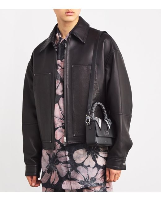 Amiri Black Leather Micro Ma Bag for men