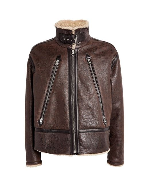 MM6 by Maison Martin Margiela Brown Leather-shearling Jacket for men