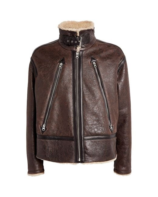 MM6 by Maison Margiela Leather-shearling Jacket in Brown for Men