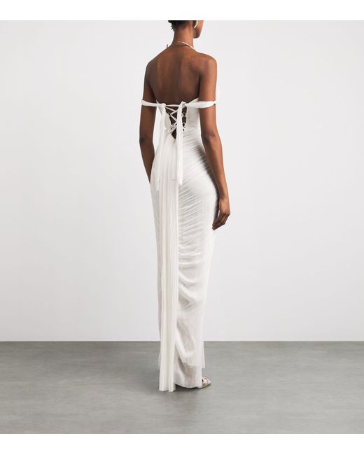 Maria Lucia Hohan White Silk Pleated Susie Maxi Dress