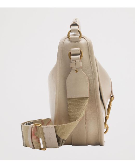 Burberry Metallic Small Calf Leather B Clip Messenger Bag