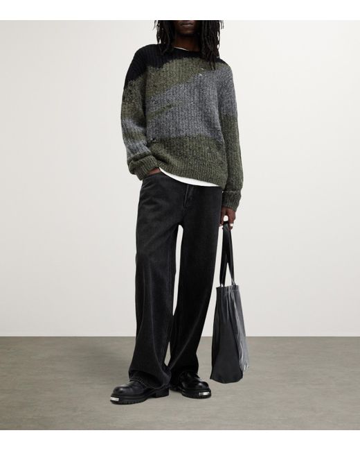 AllSaints Green Alpaca-Blend Sur Sweater for men