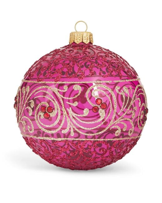 Harrods Pink Glitter Swirl Bauble