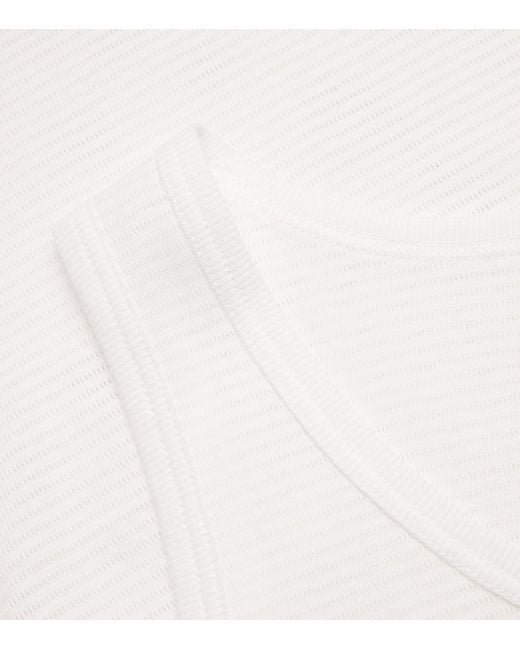 Sunspel White Cotton Mesh Cellular Vest for men