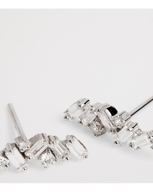 Suzanne Kalan White And Diamond Frenzy Stud Earrings