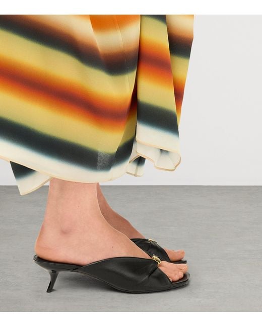 Loewe Black X Paula's Ibiza Leather Pebble Heeled Mules 45