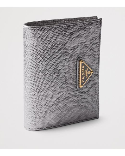 Prada Gray Small Saffiano Leather Bifold Wallet