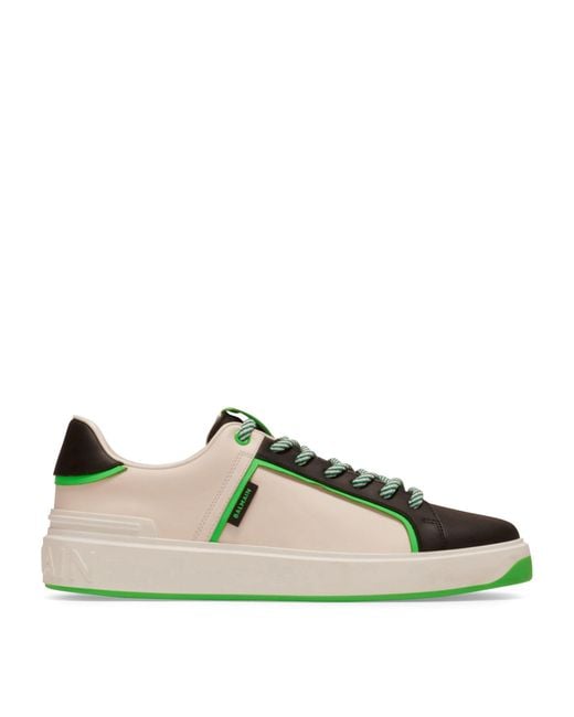 Balmain Green Leather B-court Sneakers for men