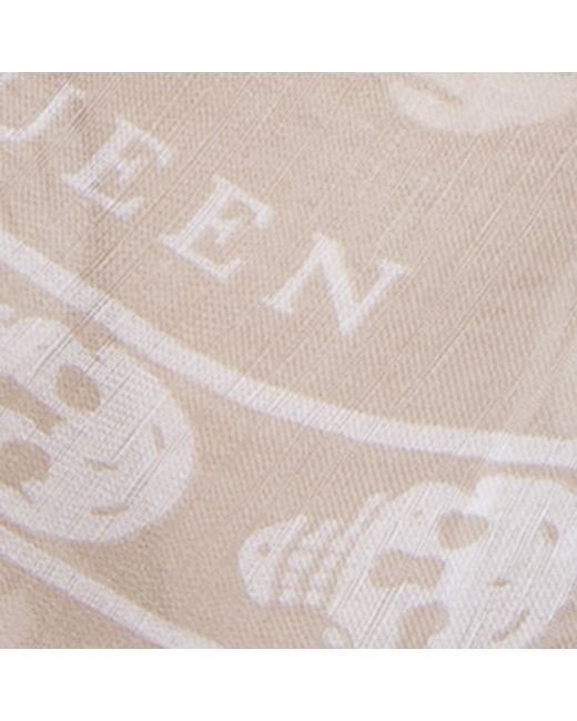 McQueen Gray Silk Skull Scarf