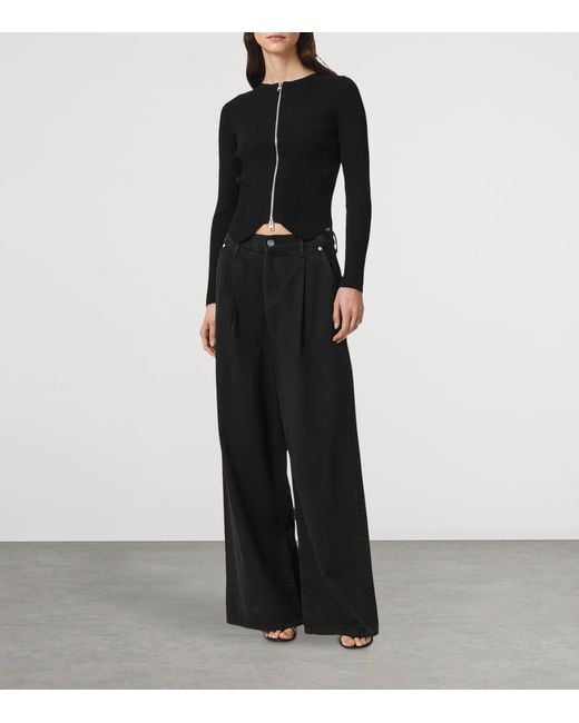 AllSaints Black Ribbed Cruz Cardigan