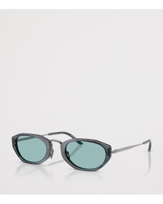Giorgio Armani Green Irregular Oval Sunglasses for men