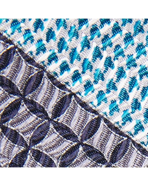Brioni Blue Silk Printed Pocket Square for men