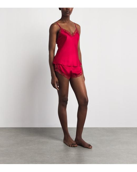 Simone Perele Red Silk-Blend Love Me Cami Top