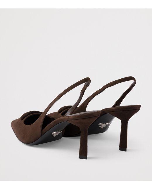 Prada Brown Suede Triangle Slingback Pumps 75