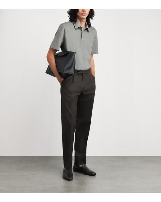 Brioni Gray Cotton Polo Shirt for men