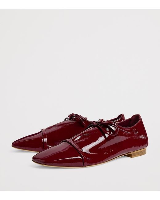 Malone Souliers Red Patent Leather Jean Lace-Up Flats