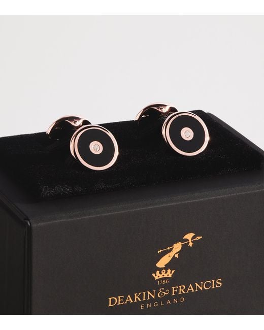 Deakin & Francis Natural Plated, Diamond And Onyx Cufflinks for men
