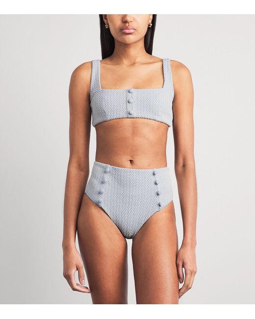 Devon Windsor White Herringbone Malia High-Waist Bikini Briefs