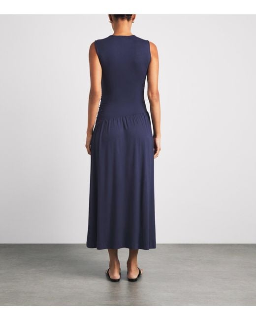 PAIGE Blue Draped Bonita Midi Dress