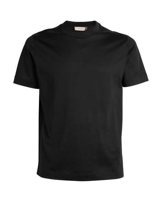 Canali Black Cotton T-shirt for men