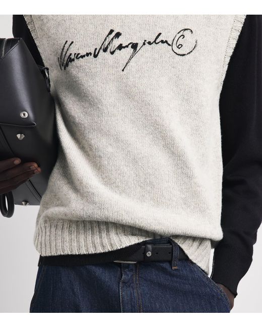 MM6 by Maison Margiela Gray Wool-Blend Logo Sweater Vest for men