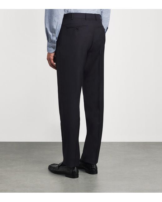 Canali Blue Wool Straight Trousers for men