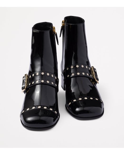 Prada Black Patent Leather Ankle Boots