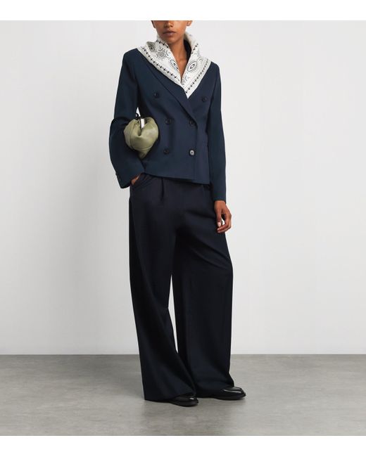 Weekend by Maxmara Blue Cotton Double-Breasted Blazer